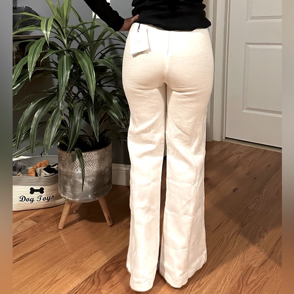 AISLE WHITE LINEN FLARE PANT - 2 / WHITE - Picture 4 of 4